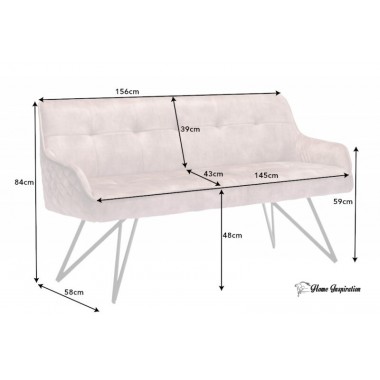 Invicta Sofa do siedzenia EUPHORIA aksamit greige 160cm / 43126