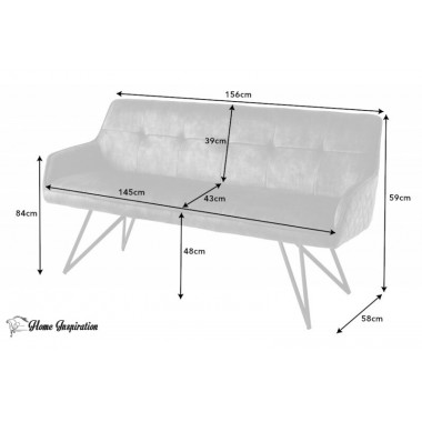 Invicta Sofa do siedzenia EUPHORIA aksamit ciemnoszary 160cm / 43127