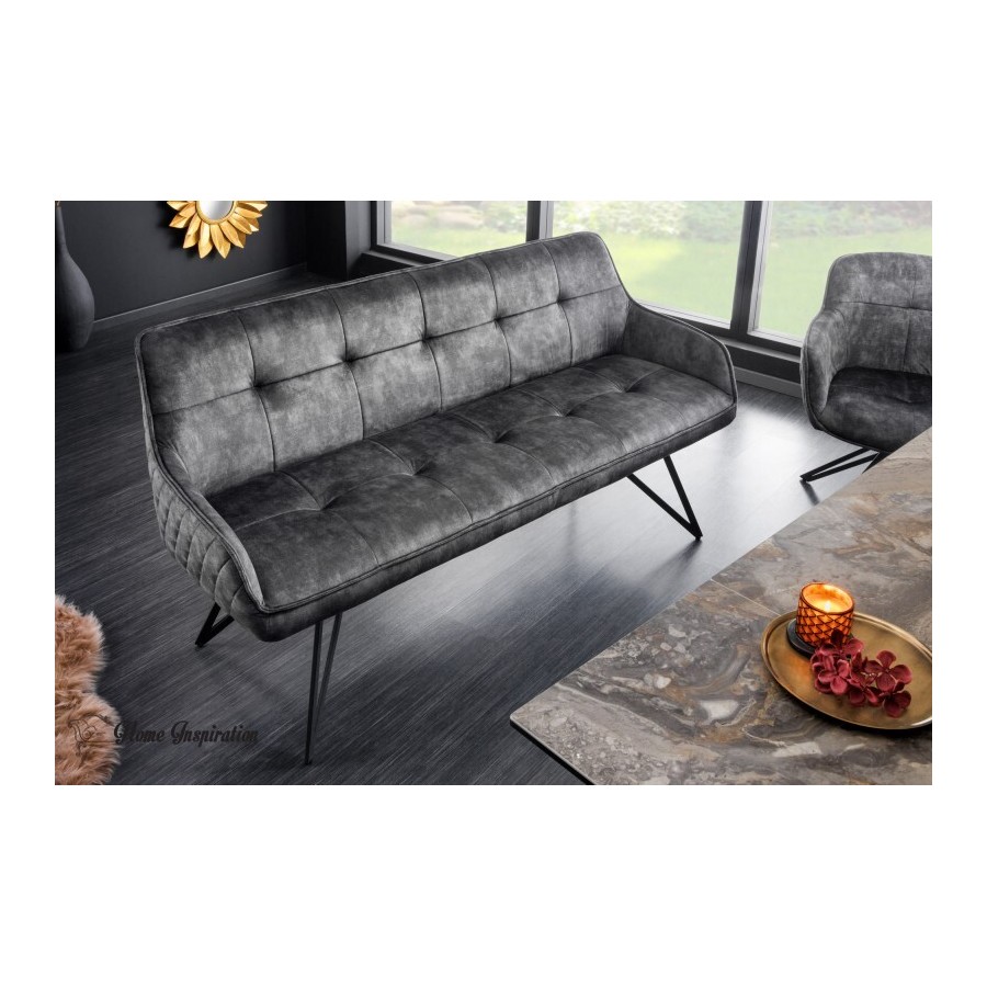 Invicta Sofa do siedzenia EUPHORIA aksamit ciemnoszary 160cm / 43127