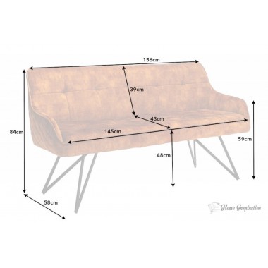 Invicta Sofa do siedzenia EUPHORIA aksamit musztardowy żółty 160cm / 43128