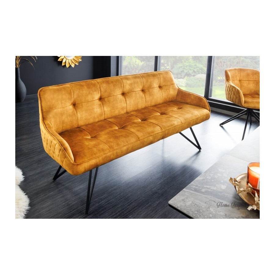 Invicta Sofa do siedzenia EUPHORIA aksamit musztardowy żółty 160cm / 43128