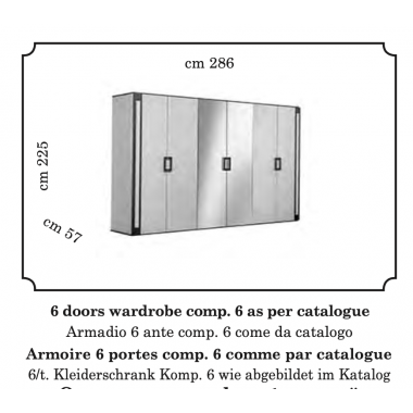 POESIA Włoska szafa do sypialni 6 drzwiowa 286cm / Adora