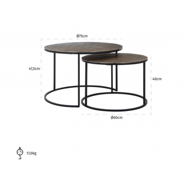 Stolik kawowy Arsenio 2 szt. 75cm / 825120