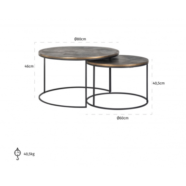 Stolik kawowy Tulum 2 szt. 80 cm / 825194