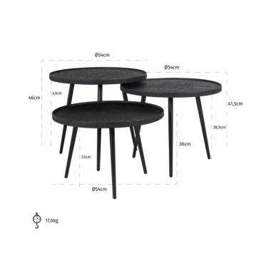 Stolik kawowy Oxford 3 szt. 54cm / 825209