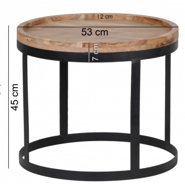 Wohnling Stolik kawowy AKOLA zestaw 2 stolików akacja Ø 53cm / WL1.551