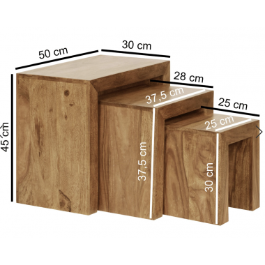 Wohnling Stolik kawowy Mumbai 3 szt. sheesham 45cm / WL1.205