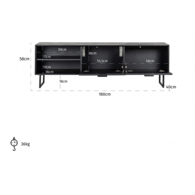 Szafka RTV BLAX 2 drzwiowa czarna 180cm / 7551