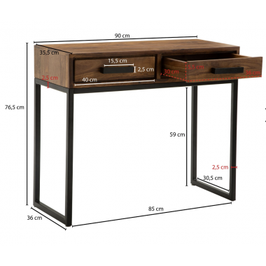 Wohnling Konsola Iron Craft Sheesham 90cm / WL6.147