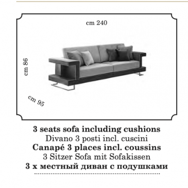 LUCE LIGHT Włoska sofa 3 osobowa 240cm / Adora