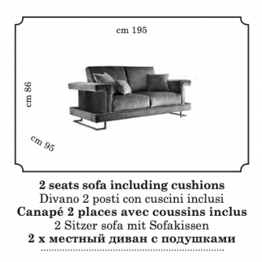 LUCE LIGHT Włoska sofa 2 osobowa 195cm / Adora