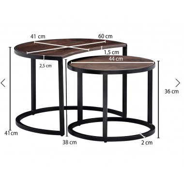Wohnling Stolik kawowy ciemny brąz mango 2 sztuki / WL6.339