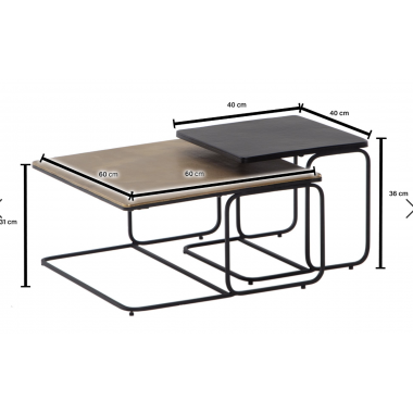 Wohnling Stolik kawowy czarny złoty  2 sztuki /  WL6.745
