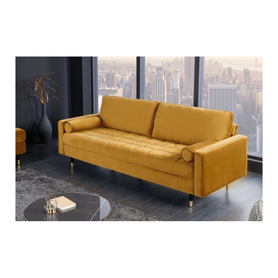 Invicta Sofa COZY VELVET musztardowo-żółty aksamit 220cm / 41072