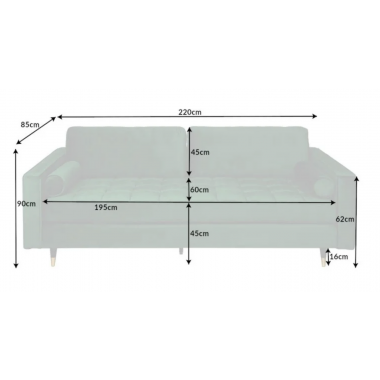 Invicta Sofa COZY VELVET szmaragdowo zielony aksamit 220cm / 39845