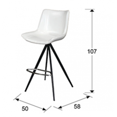 Schuller Krzesło barowe SAMOA białe czarne nogi 50cm / 718257