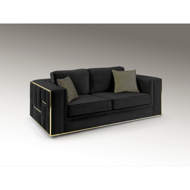 Schuller Sofa 2 osobowa Berlin czarna złote dodatki 200cm / 9021