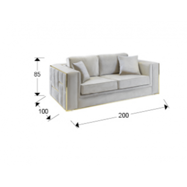 Schuller Sofa 2 osobowa Berlin ecru srebrne dodatki 200cm / 9022