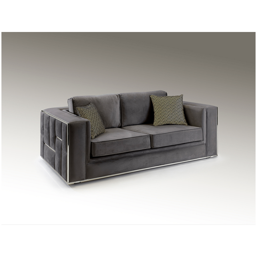 Schuller Sofa 2 osobowa Berlin ciemnoszara srebrne dodatki 200cm / 9022