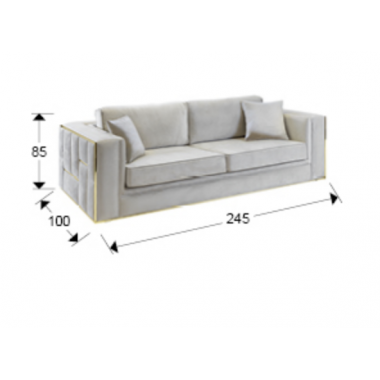 Schuller Sofa 3 osobowa Berlin ecru złote dodatki 200cm / 9031