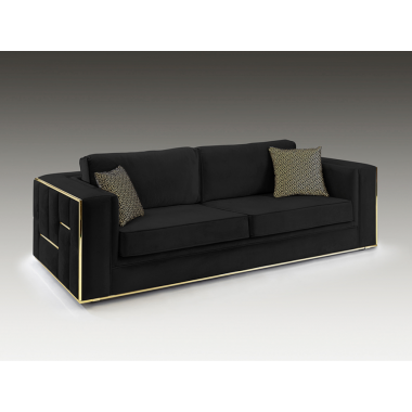 Schuller Sofa 3 osobowa Berlin czarna złote dodatki 245cm / 9031