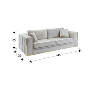 Schuller Sofa 3 osobowa Berlin szara złote dodatki 245cm / 9031