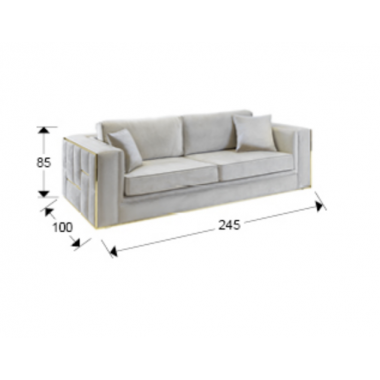 Schuller Sofa 3 osobowa Berlin różowa złote dodatki 245cm / 9031