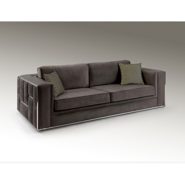 Schuller Sofa 3 osobowa Berlin brązowa srebrne dodatki 245cm / 9032