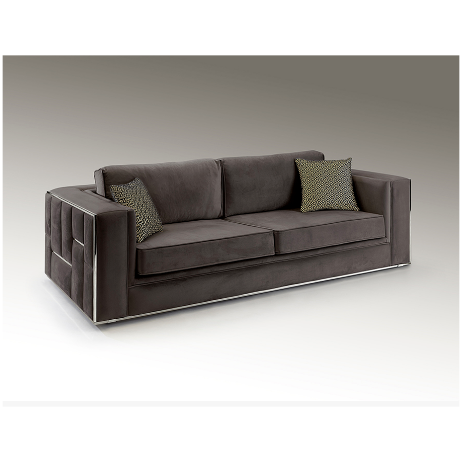 Schuller Sofa 3 osobowa Berlin brązowa srebrne dodatki 245cm / 9032