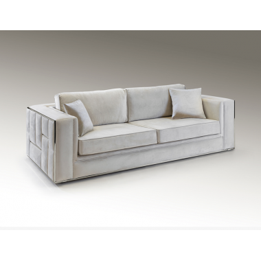 Schuller Sofa 3 osobowa Berlin ecru srebrne dodatki 245cm / 9032