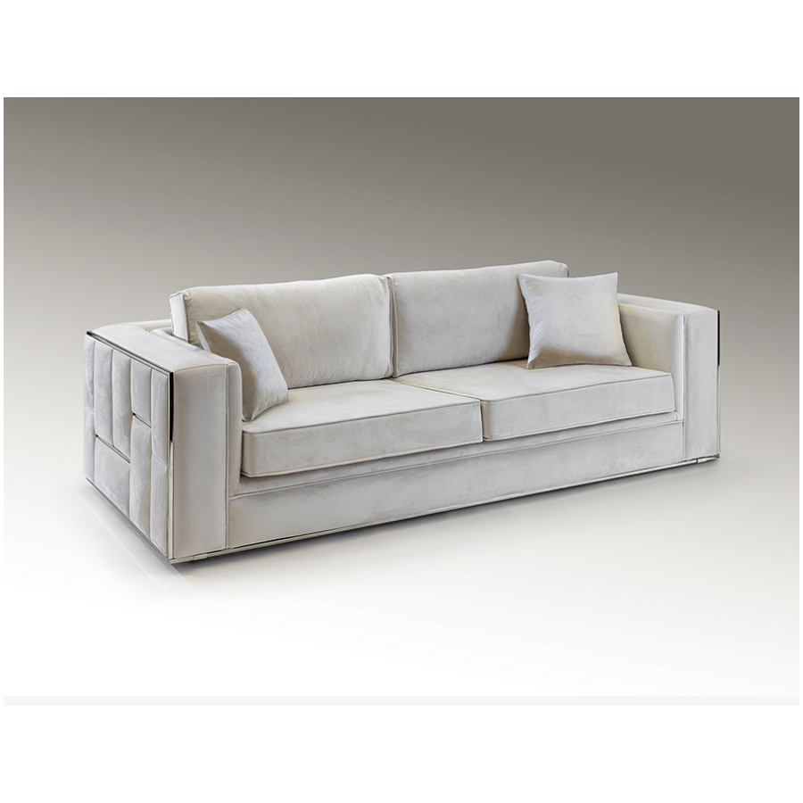 Schuller Sofa 3 osobowa Berlin ecru srebrne dodatki 245cm / 9032