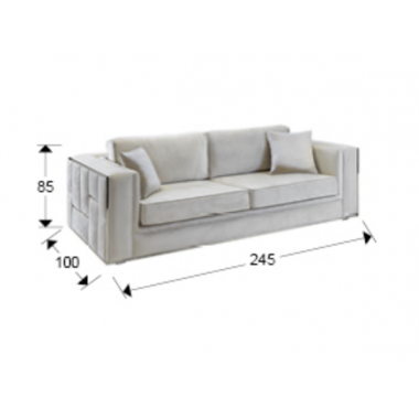 Schuller Sofa 3 osobowa Berlin beżowa srebrne dodatki 245cm / 9032