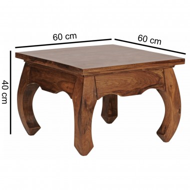 WOHNLING coffee table solid wood Sheesham 60 cm wide living room table design dark brown country style table