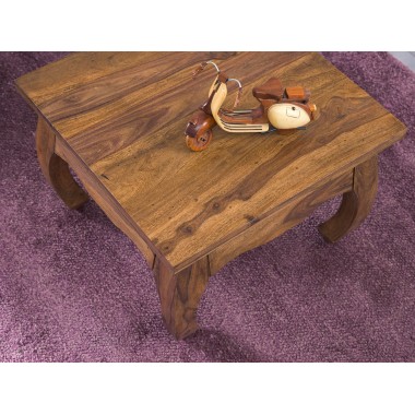 WOHNLING coffee table solid wood Sheesham 60 cm wide living room table design dark brown country style table