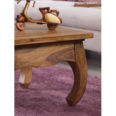 WOHNLING coffee table solid wood Sheesham 60 cm wide living room table design dark brown country style table