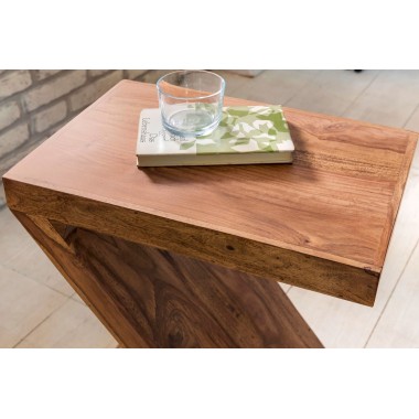 WOHNLING table hardwood Acacia S Cube 60cm high living room table design brown country style coffee table