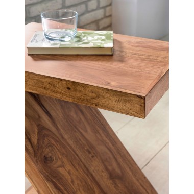 WOHNLING table hardwood Acacia S Cube 60cm high living room table design brown country style coffee table