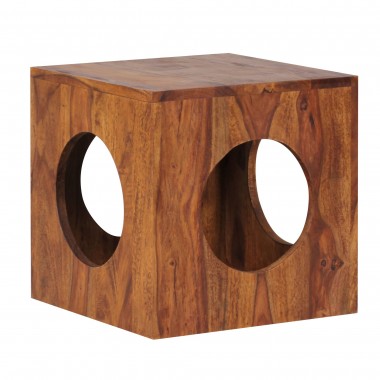 WOHNLING table Solid wood Sheesham 35x35 cm cube living room table design country style coffee table square