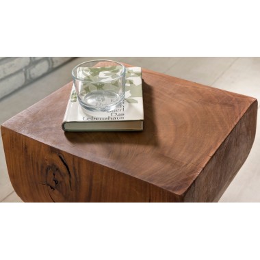 WOHNLING Side Solid-Wood Sheesham 30 x 30 cm living room table design dark brown country style coffee table