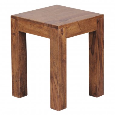 WOHNLING Side Solid-Wood Sheesham 35 x 35 cm living room table design dark brown country style coffee table