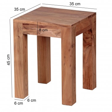 WOHNLING table solid wood acacia 35 x 35 cm living room table design dark brown country style coffee table