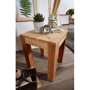 WOHNLING table solid wood acacia 35 x 35 cm living room table design dark brown country style coffee table