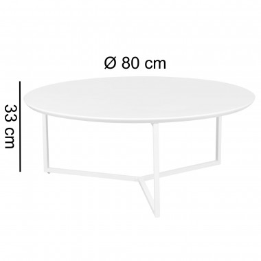 WOHNLING Design coffee table MDF wood white matt frame metal ø 80 cm | Living room lacquered Sofat modern | Coffee table round l