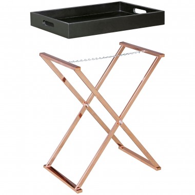 WOHNLING side table TV tray collapsible 48 x 61 x 34 cm black / copper MDF | Design Living room table with tray Coffee table mod