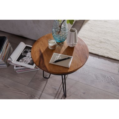 WOHNLING side table 43 x 45 x 43 cm WL5.680 Sheesham wood metal coffee table | Industrial Style Real Wood Tables Living Room | W