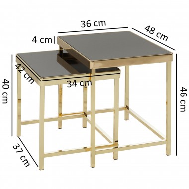 WOHNLING table VIOLA black / gold side table metal / glass | Coffee table set of 2 tables | Small living room table | Metal tabl