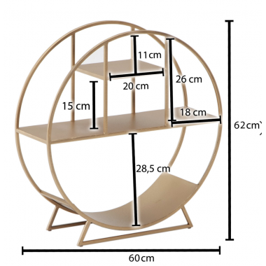 WOHNLING Półka metalowa wolnostojąca złota 60cm / WL6.741