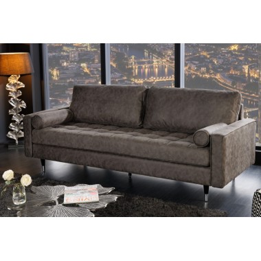 Invicta Sofa COZY VELVET antyczny szary mikrofibra 220cm / 42139