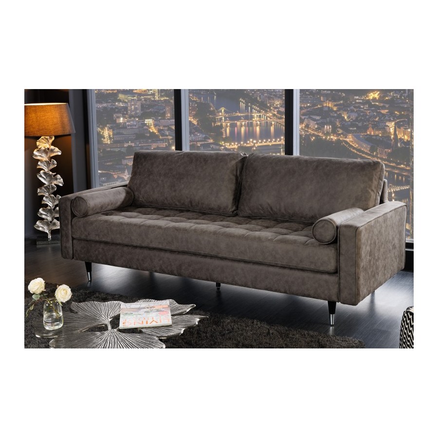 Invicta Sofa COZY VELVET antyczny szary mikrofibra 220cm / 42139