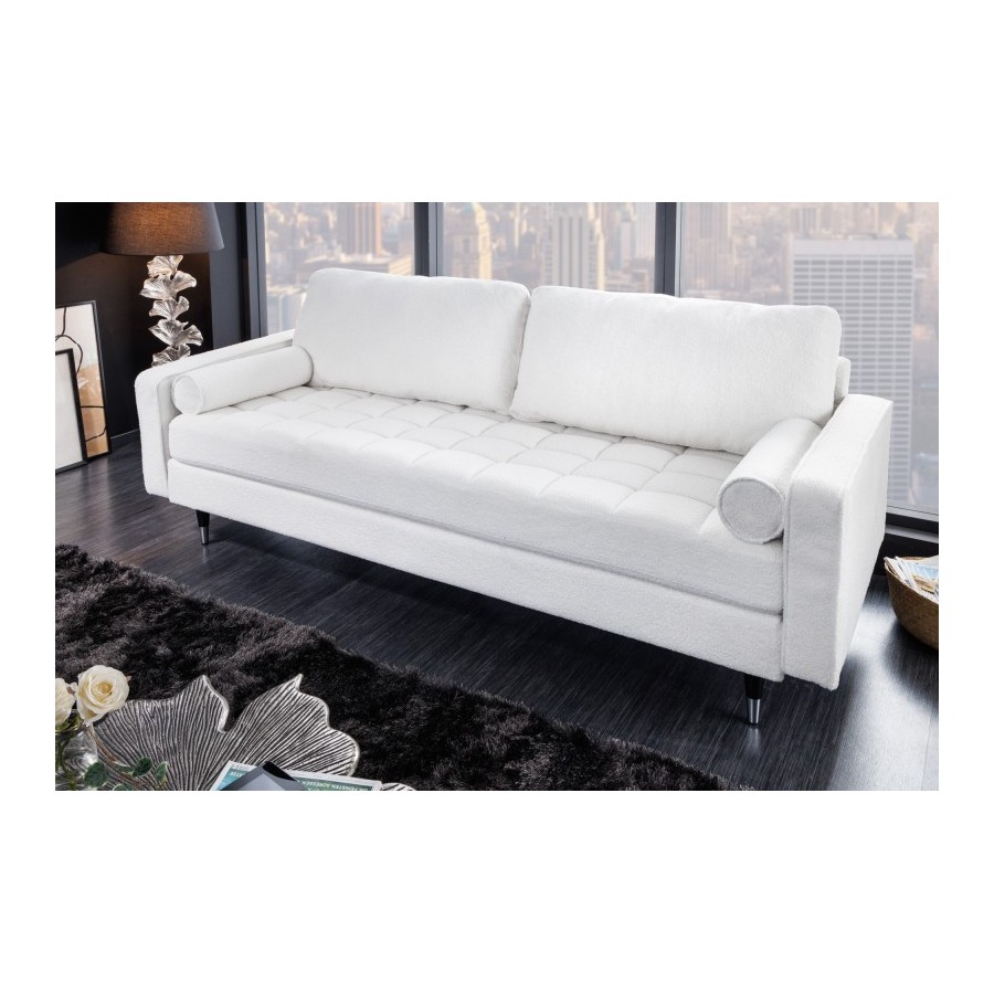 Invicta Sofa COZY VELVET bouclé białe 220cm / 42703